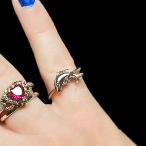 y2k sterling silver dolphin ring